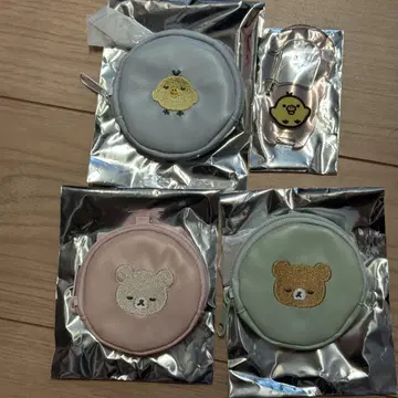 리락쿠마 키이로이토리 자수 코인 케이스 아크릴 카라비너 복권