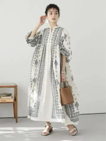 CRAFT STANDARD BOUTIQUE 패널 무늬 허리 절개 원피스