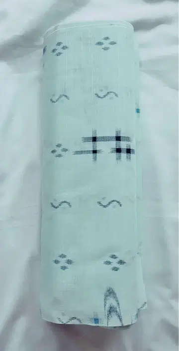 유카타 옷감 스카이블루 기하학 패턴
