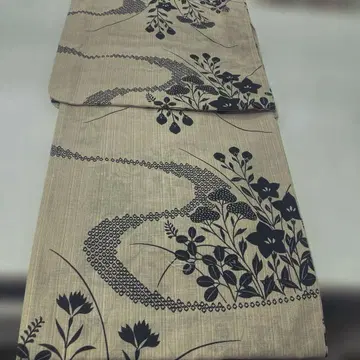 면 린넨 유카타 꽃무늬 네이비 유카타 새상품 미사용