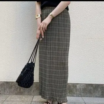 카프리 슈레 마쥬 체크 플리츠 스커트 그린 여성용