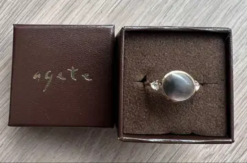 agete 검은 나비 조개 & 화이트 토파즈 12호 K10 반지