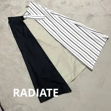 RADIATE 스트라이프 바이컬러 랩 스타일 플레어 스커트 F 야마다야