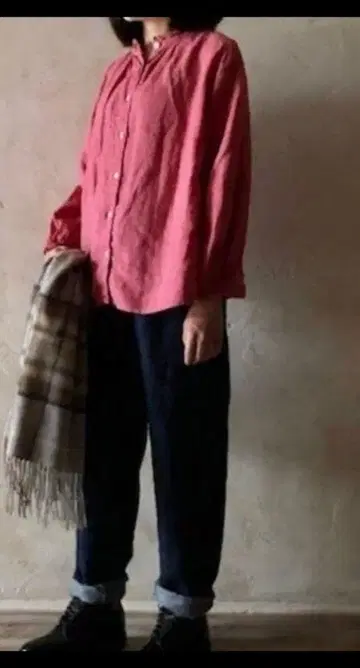 네스트로브 한정판 아카네 염색 스탠드 프릴 블라우스
