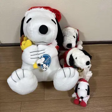 스누피 봉제 인형 산타 모자 4개 세트