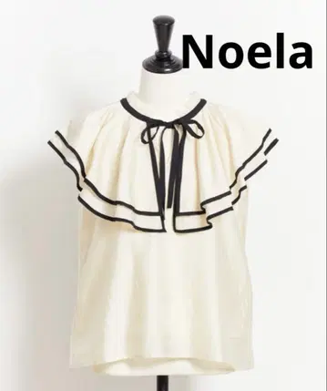 Noela 아이보리 배색 파이핑 프릴 블라우스