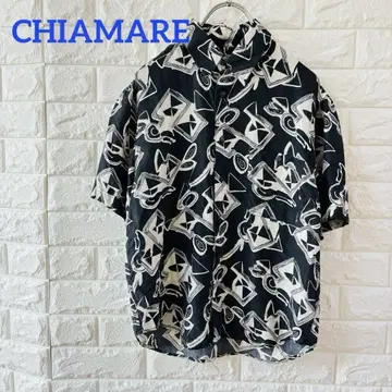 실크 셔츠 반팔 CHIAMARE 추상 패턴 M 올 패턴 쿨