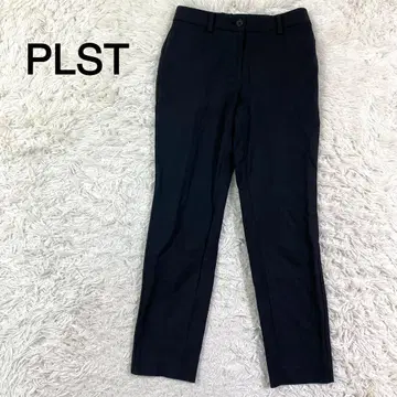 PLST 블랙 컬러 캐주얼 슬랙스