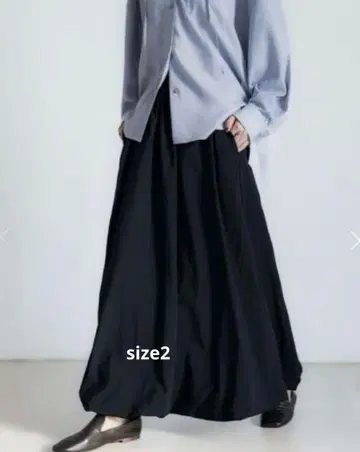 크루레 나일론 드레이프 맥시 스커트 size2 블랙