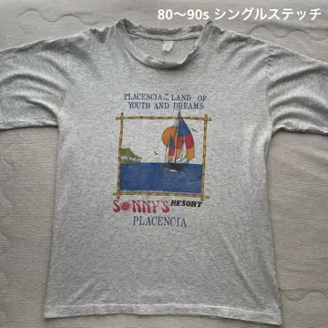 남성용 빈티지 티셔츠 80년대~90년대 그레이 싱글 스티치