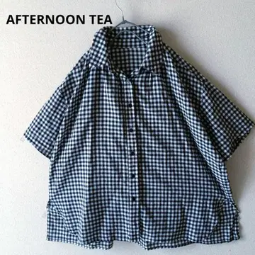 AFTERNOON TEA 블라우스 체크 코튼 루즈핏