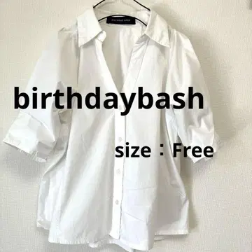 birthdaybash 블라우스 퍼프 슬리브 화이트 심플