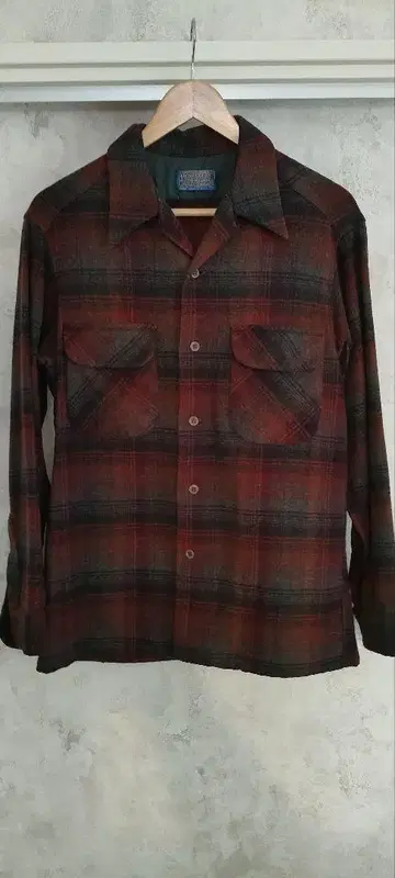 Pendleton 울 셔츠 레드/블랙 70년대