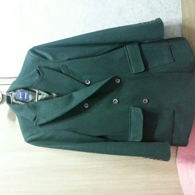 [M] Green wool double coat