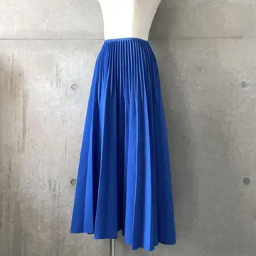택 포함 새상품 랜덤 플리츠 플레어 스커트 블루 S