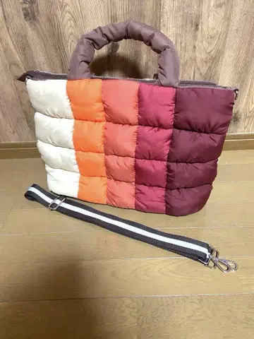 기브리 컬렉션 나일론 토트백 숄더 끈 포함 오렌지 브라운