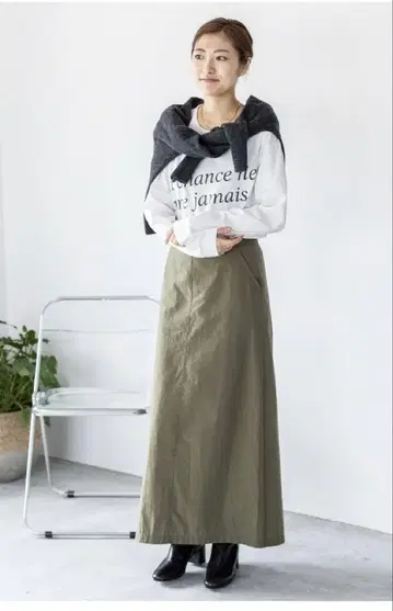 IENA 나일론 코튼 트라페즈 스커트