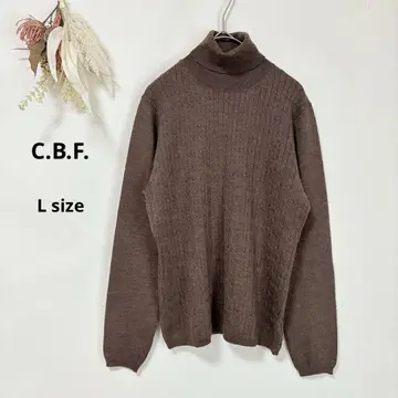 C.B.F. 긴팔 니트 L 브라운 터틀넥 모직 실크 캐시미어