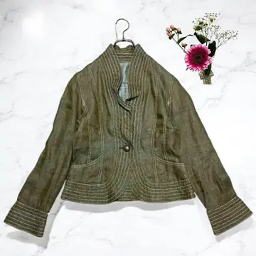 GIANNI LO GIUDICE 마 혼방 자켓 스탠드 카라 40 카키