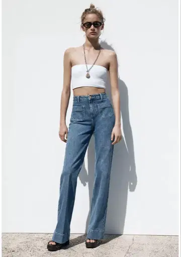 ZARA Z1975 하이 웨스트 패치 포켓 청바지
