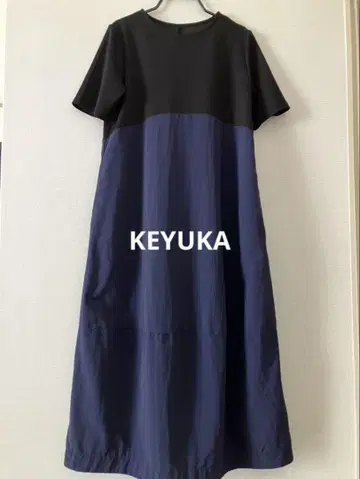 KEYUKA 케유카 배색 반팔 코쿤 실루엣 원피스 블랙 네이비