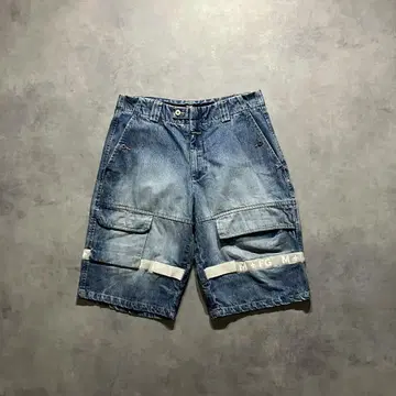00s GIRBAUD 데님 셔틀 하프 팬츠 y2k