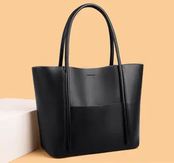 블랙 가죽 토트백 40cm