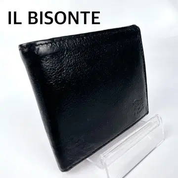 IL BISONTE 두겹 지갑 가죽 브랜드 로고 엠보 블랙