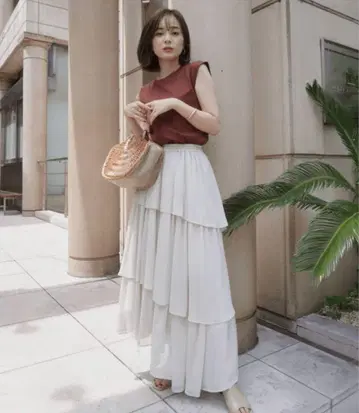 anuans 랜덤 헴 티어드 스커트