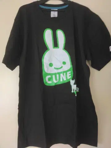 CUNE 큔 복각 티셔츠 고양이 토끼 블랙 L 사이즈 미사용 택 포함