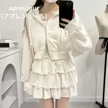 apres jour 상하의 2종 세트 쭈리 셋업 아이보리 후드티