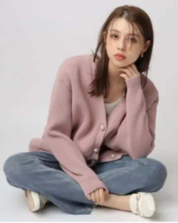 Rirandture 펄 코쿤 가디건 핑크