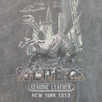 Schott 110주년 기념 티셔츠 소 카우 가죽 흑먹색 M 사이즈