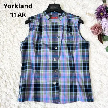 Yorkland 요크랜드 슬리브리스 블라우스 코튼 셔츠 체크