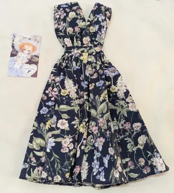 Rose Lapin 인형 의상 DD 사이즈 꽃무늬 원피스 아이비 계열