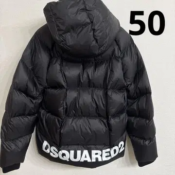 50 DSQUARED2 블랙 백 로고 다운 자켓