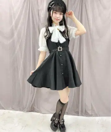ROJITA 벨트 페플럼 플레어 반팔 원피스