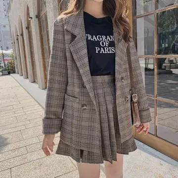 ByU 체크 클래시컬 셋업