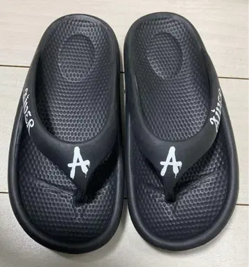 AIVER 리커버리 샌들 블랙 화이트 로고 24cm(37-38)