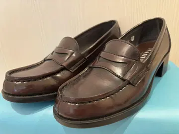 하루타 다크 브라운 로퍼 중간 힐 통학 출퇴근