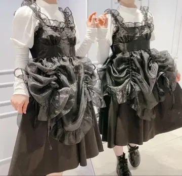 lillilly. 오간자 프릴 드레스. 블랙, 택 포함