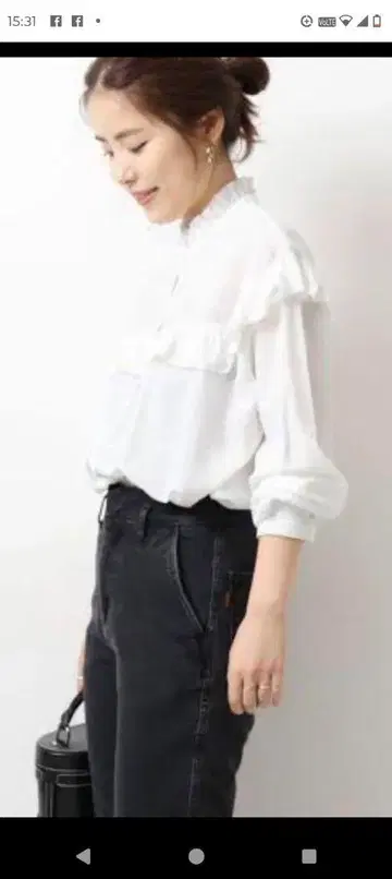 코튼 실크 프릴 블라우스