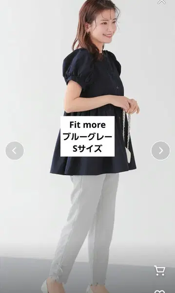Fit more 밑단 스캘럽 리본 테이퍼드 팬츠 블루 그레이 S