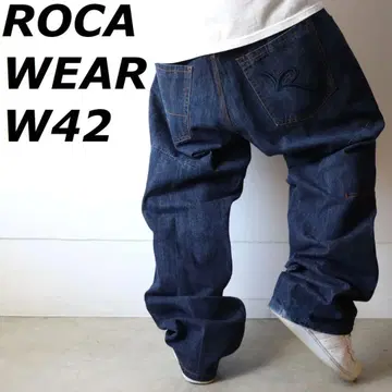 로카웨어 ROCAWEAR 자수 로고 다크 네이비 와이드 데님 42