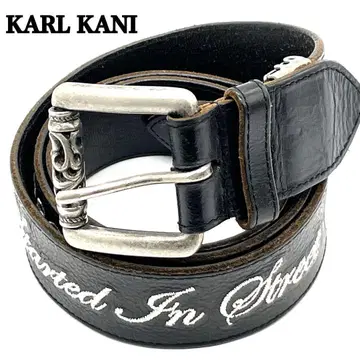 KARL KANI 자수 디자인 블랙 검정 가죽 천연 가죽 벨트 남성용