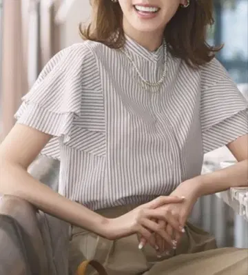 쿠미쿄쿠 코튼 레이온 셔팅 블라우스 M