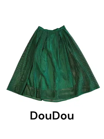 DOUDOU (두두) 메쉬 스커트/플레어 스커트 봄/여름 그린