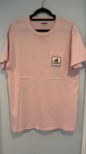 레어 XLARGE 핑크 티셔츠 포켓 부착
