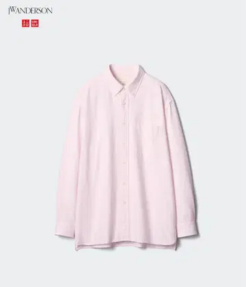 유니클로 JWA 옥스퍼드 오버 사이즈 셔츠 핑크 S