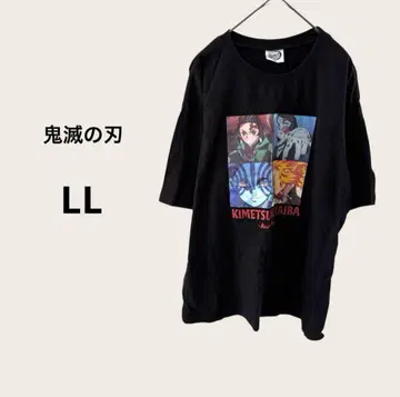 귀멸의 칼날 캐릭터 티셔츠 구제 의류 반팔 블랙 애니메이션 LL 넉넉한